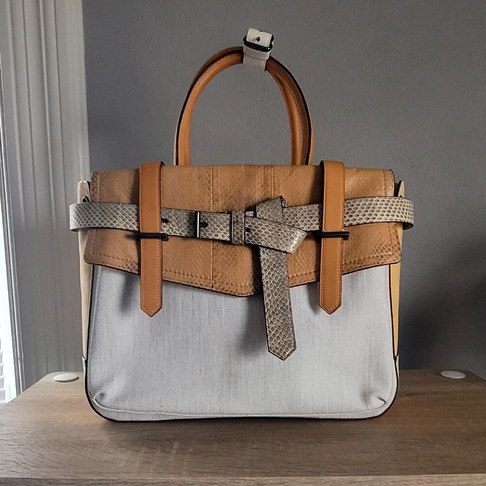 Reed Krakoff Snakeskin and Leather Boxer Tote Bag